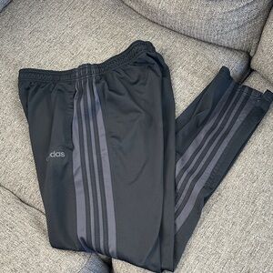 Adidas Men's Black Joggers with Subtle Logo front pockets Zip Legs Large